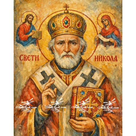 Рисуване по номера - СВЕТИ НИКОЛА - ВАРИАНТ 3 - 40х50см.