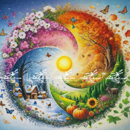 Рисуване по номера -ГОДИШНИ ВРЕМЕНА 40х40 см.